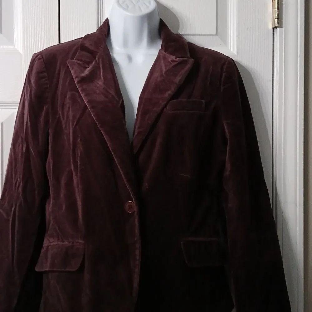 New York & Company stretch purple velvet blazer Sz 10 EUC - Picture 3 of 5